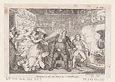 Hostess Discharges a Pan of Blood into the Face of Parson Andrews, from "The Adventures of Joseph Andrews, and his friend Mr. Abraham Adams", Thomas Rowlandson British, Etching