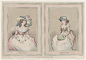 Modish and Prudish, Thomas Rowlandson British, Hand-colored etching
