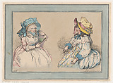 Beauties, Thomas Rowlandson British, Hand-colored stipple engraving and etching