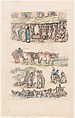 Plate 15, Outlines of Figures, Landscapes and Cattle...for the Use of Learners, Thomas Rowlandson British, Hand-colored etching