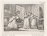 A Drawing Room Altercation, an illustration from Tobias Smollett's "The Expedition of Humphry Clinker" (London, 1793), Vol. 1, Charles Grignion, I  British, Etching and engraving
