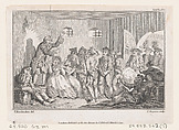 Clinker Preaching in Clerkenwell Prison, an illustration from Tobias Smollett's "The Expedition of Humphry Clinker" (London, 1793), Vol. 1, Charles Grignion, I  British, Etching and engraving