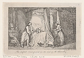 The infant Jones found in the bed of Mr. Allworthy, from "The History of Tom Jones, a Foundling", Thomas Rowlandson British, Etching