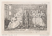 Partridge cruelly accused and maltreated by his Wife, from "The History of Tom Jones, a Foundling", Thomas Rowlandson British, Etching