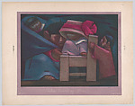 'The Sunday Dress', Mexican family including a child on a chair wearing an elegant hat, Jean Charlot  French, Colour lithograph on stone