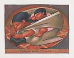 'Work and Rest' a Mexican woman carrying a child on her back while preparing tortilla, Jean Charlot  French, Colour lithograph on zinc