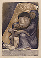 'Bed Time' a Mexican man combing a child's hair, Jean Charlot  French, Colour lithograph on stone