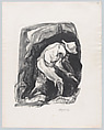 A man gold panning set against a dark background, Pablo Esteban O'Higgins  American, Lithograph