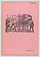 Page 2: a coach being held up, from '36 Grabados' (Mexico, 1943), José Guadalupe Posada  Mexican, Type-metal engraving on pink paper
