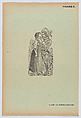 Page 9: a man and woman kissing, from '36 Grabados' (Mexico, 1943), José Guadalupe Posada  Mexican, Zincograph on green paper
