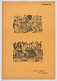 Page 12: figures dancing, mothers-in-law fighting, from '36 Grabados' (Mexico, 1943), José Guadalupe Posada  Mexican, Zincograph and type-metal engraving on orange paper