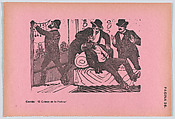 Page 26: a professor being stabbed to death, from '36 Grabados' (Mexico, 1943), José Guadalupe Posada  Mexican, Type-metal engraving on pink paper