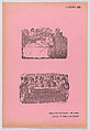 Page 30: separation of the body from the soul and the carboard doll, from '36 Grabados' (Mexico, 1943), José Guadalupe Posada  Mexican, Type-metal engraving (top) and Zincograph (bottom) on pink paper