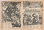 A large folio newspaper entitled 'Calaveras estranguladoras' ['Strangler Skulls'] comprising four pages richly illustrated, Alfredo Zalce (Mexican, Pátzcuaro, Michoacán 1908–2003 Morelia), Linocuts and letterpress