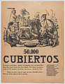 Poster entitled '50,000 covered' depicting dogs at a 'sumptous feast', José Chávez Morado Mexican, Lithograph and letterpress on buff paper