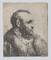 Bust of an Old Man with a Fur Collar, Jan Lievens Dutch, Etching; third state