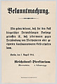 Bekanntmachung, Anonymous, Commercial lithograph