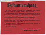 Bekanntmachung, Anonymous, Commercial lithograph