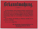 Bekanntmachung, Anonymous, Commercial lithograph