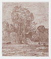 The Cows' Resting Place (Le Dormoir des vâches), Camille Corot French, Transfer lithograph printed in brown ink on chine collé; first of two states