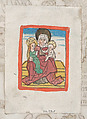 St. Anne with the Virgin and the Christ Child, Anonymous, German, 15th century  German, Woodcut with hand-coloring and gold leaf