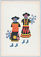 Two men from Huixquilucan at the fiesta of the Huehuenches, from the portfolio 'Carnival in Mexico', Carlos Mérida Mexican, Colour lithograph