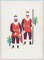 Two men from Ocotoxco dressed as moors, from the portfolio 'Carnival in Mexico', Carlos Mérida Mexican, Colour lithograph