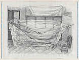 A hammock installed inside a room, Alfredo Zalce  Mexican, Lithograph