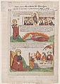 Song of Praise in Heaven over the Fall of the Whore of Babylon; The Wedding of the Lamb from an Apocalypse block book, 2nd edition, Anonymous, Netherlandish, 15th century, Woodcut, with hand coloring, in red, orange, green, gray, and yellow