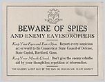 Beware of spies, Anonymous, American, 20th century American, Commercial lithograph