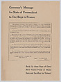 Governor's message for state of Connecticut to our boys in France, Anonymous, American, 20th century American, Commercial lithograph