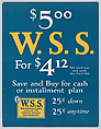 $5.00 W.S.S. for $4.12, Anonymous, American, 20th century American, Commercial color lithograph