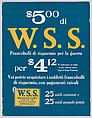 $5.00 W.S.S. for $4.12, Anonymous, American, 20th century American, Commercial color lithograph