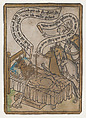 The Sick Lion Summons the Animals to His Bedside from the Sick Lion blockbook, 2nd edition, Anonymous, German, Ulm or Basel, 15th century German, Woodcut with hand-coloring
