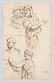 Figures from the Arch of Constantine, after Perrier, Eugène Delacroix French, Pen and brown ink