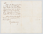 Letter to Émille-Aubert Lessore, with envelope, Eugène Delacroix (French, Charenton-Saint-Maurice 1798–1863 Paris), Pen and brown ink