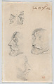 Studies of a Bearded Head and a Greek or Roman Coin, Eugène Delacroix French, Graphite