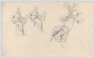 Three Female Figures from the Antique, Eugène Delacroix  French, Graphite