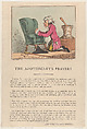 The Apothecary's Prayer!!, Thomas Rowlandson British, Hand-colored etching