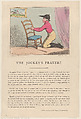 The Jockey's Prayer!!, Thomas Rowlandson British, Hand-colored etching