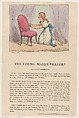 The Young Maid's Prayer!!, Thomas Rowlandson British, Hand-colored etching