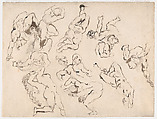 Figure Studies after Rubens's "The Fall of the Damned", Théodore Géricault (?) French, Pen and brush and brown ink