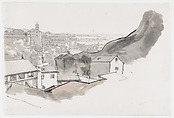 View of the Caelian Hill, Rome, with the church of Santi Giovanni e Paolo, seen from the Aventine, Rome, Joseph Vernet French, Black chalk, pen and black ink, brush and brown and gray wash