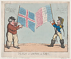 Flags of Truth and Lies, Thomas Rowlandson  British, Hand-colored etching