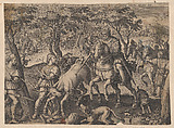 The Deer Hunt of Emperor Frederick I Barbarossa and Ubaldino Ubaldini, Jan van der Straet, called Stradanus  Netherlandish, Engraving