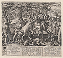 The Deer Hunt of Emperor Frederick I Barbarossa and Ubaldino Ubaldini, Jan van der Straet, called Stradanus  Netherlandish, Engraving