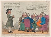 The Quaker, and the Commissioners of Excise, Thomas Rowlandson British, Hand-colored etching