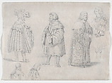 Six Men in Renaissance Costume, Eugène Delacroix (French, Charenton-Saint-Maurice 1798–1863 Paris), Graphite