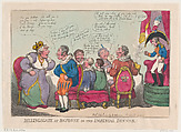 Billingsgate at Bayonne, or The Imperial Dinner!, Thomas Rowlandson British, Hand-colored etching