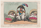 The Corsican Nurse Soothing the Infants of Spain, Thomas Rowlandson British, Hand-colored etching